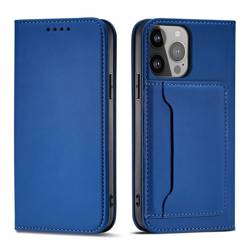 Custodia per carte magnetiche per iPhone 13 porta carte porta carte con copertina blu