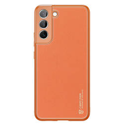 Dux Ducis Yolo elegante cover realizzata in pelle ecologica per Samsung Galaxy S22+ (S22 Plus) arancione