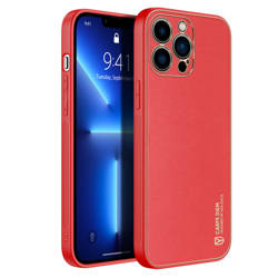 Dux Ducis Yolo elegante custodia realizzata in morbido TPU e pelle PU per iPhone 13 Pro rosso