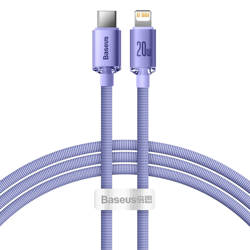 Baseus Crystal Shine Series Kábel kábel pre rýchle nabíjanie a prenos dát USB typu C - Lightning 20W 1,2m fialový (CAJY000205)