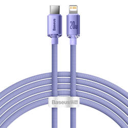 Baseus Crystal Shine Series Kábel kábel pre rýchle nabíjanie a prenos dát USB typu C - Lightning 20W 2m fialový (CAJY000305)