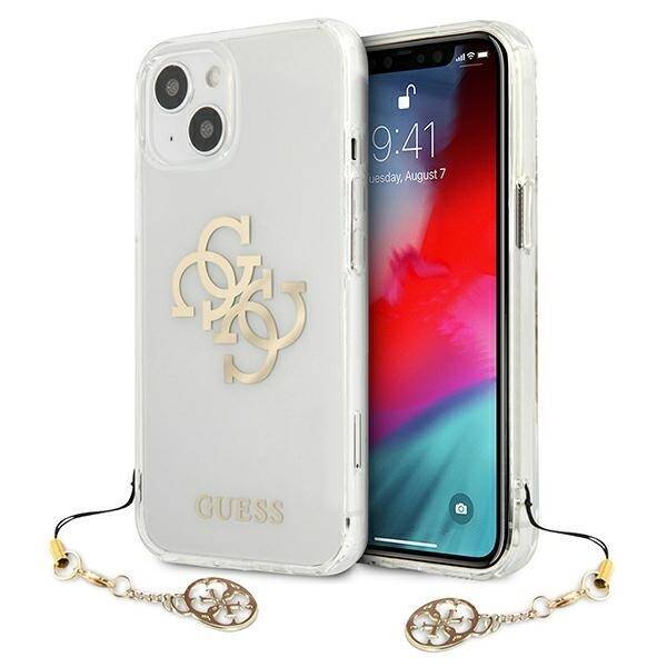 Puzdro GUESS Apple iPhone 13 Mini 4G Gold Charms Collection Clear Hardcase