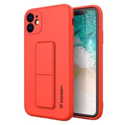 Wozinsky Kickstand Case flexible silicone cover with a stand iPhone 12 red