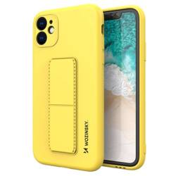 Wozinsky Kickstand Case flexible silicone cover with a stand iPhone 12 yellow