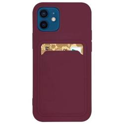 Card Case silicone wallet case with card holder documents for iPhone 11 Pro Max burgundy